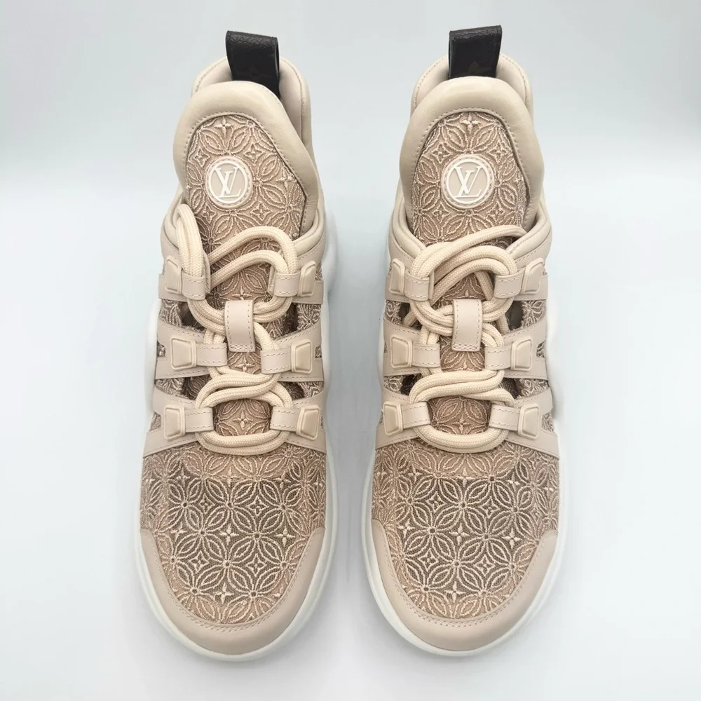 NEW Louis Vuitton Archlight Beige Monogram Jacquard Chunky Sole Sneakers Shoes